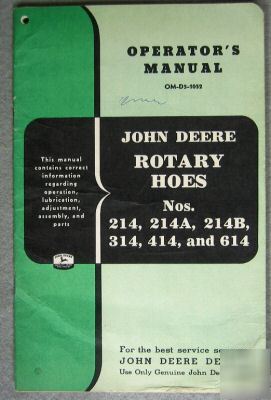 John deere manual om-D5-1052 rotary hoes 214, 314, 414+