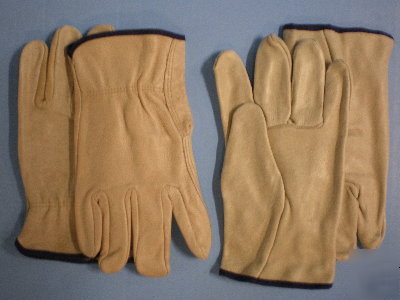Industrial 100% leather work gloves mens size xl qty 2