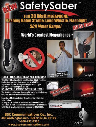 Safety traffic baton with megaphone & siren