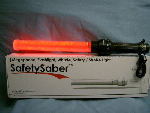 Safety traffic baton with megaphone & siren