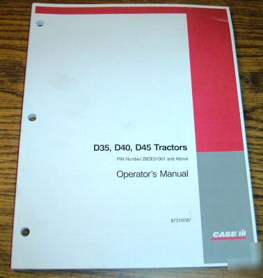 Case ih D35 D40 D45 compact tractor operators manual