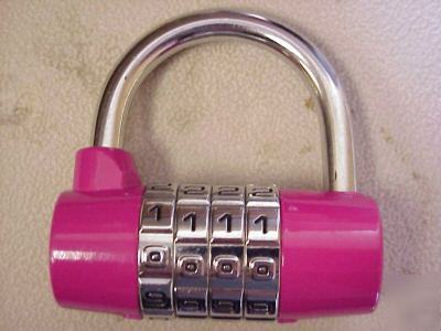 Lot of 5 - 4 dial barrel style combination locks - pink