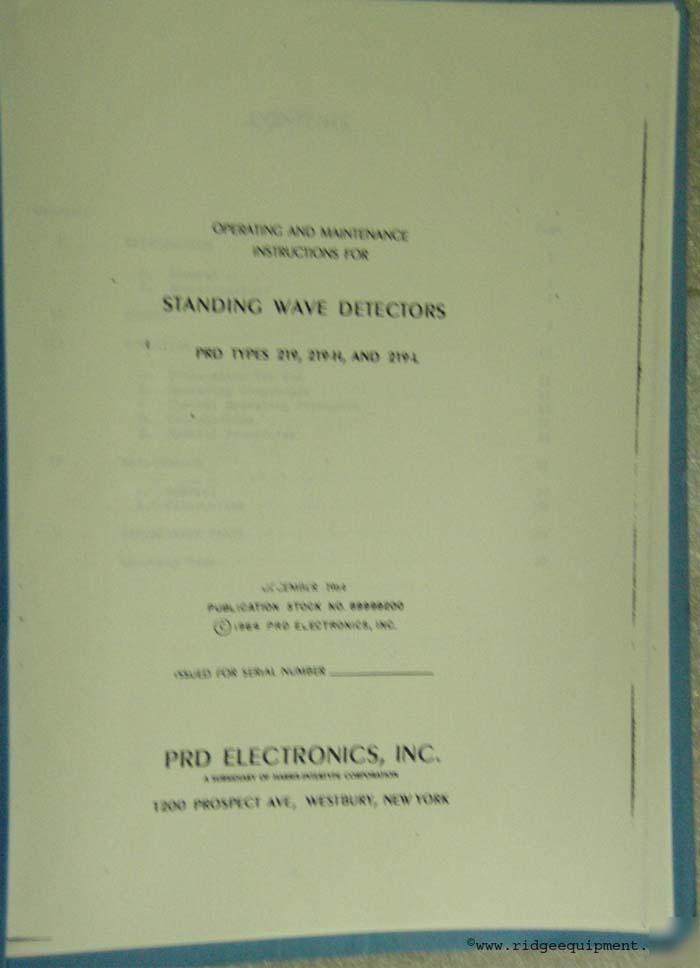 Prd electronics 219, 219-h, and 219-l manual