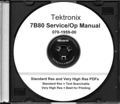Tek 7B80 service/op manual in 2 res w/txtsrch+extras