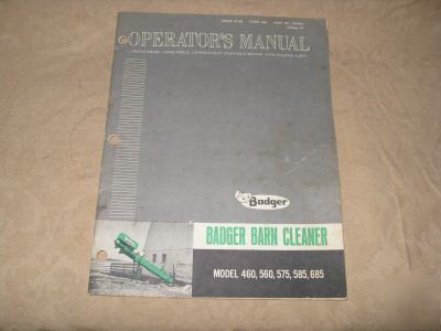 Badger barn cleaner operator's manual
