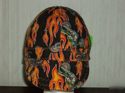 Welding cap in flaming motorcycles-a 100% cotton cap