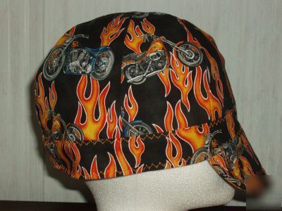 Welding cap in flaming motorcycles-a 100% cotton cap