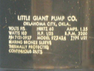 Little giant ice machine replacement pump rim-5 545275