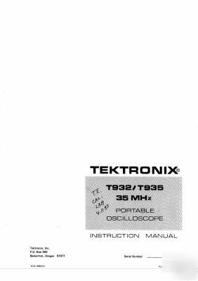 Tek tektronix T932 T935 operation & service manual