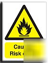 Caut. risk of fire sign-adh.vinyl-200X250MM(wa-063-ae)