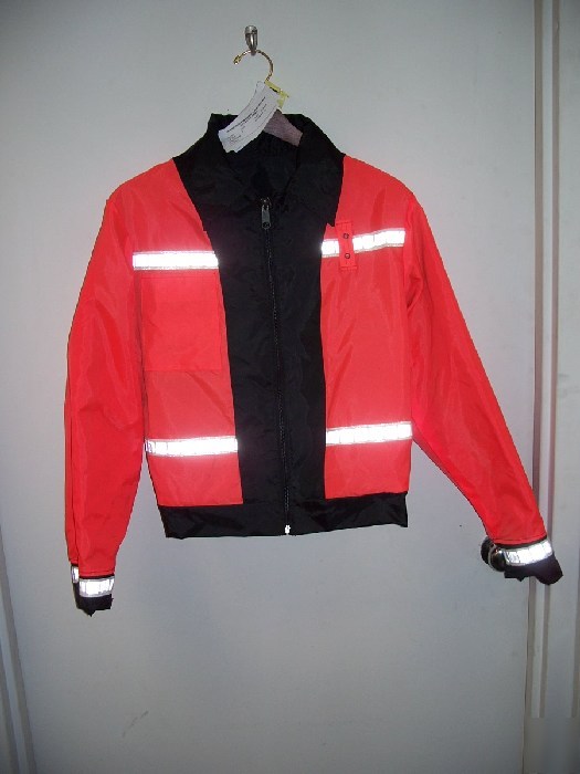 New police rain jacket reversable orange/black size sm