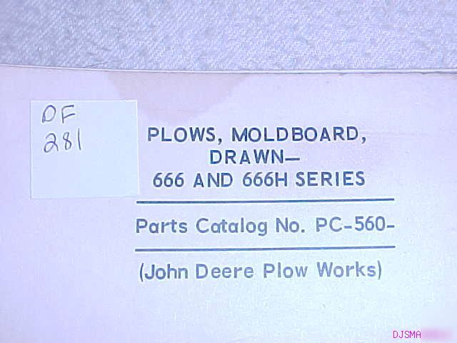 John deere 666 666H moldboard plow parts catalog
