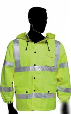Ansi osha class iii 3 windbreaker safety jacket lime m