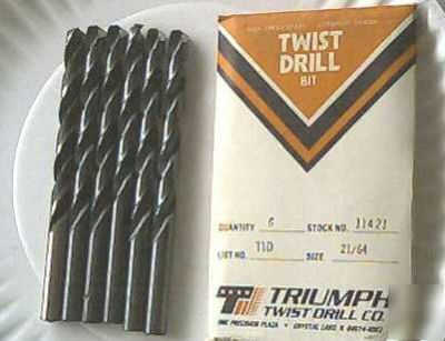 New triumph brand usa mfg 21/64 jobber drill bits 6 pac