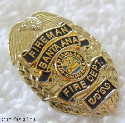 Santa ana,ca~fire dept.mini silver eagle fireman badge