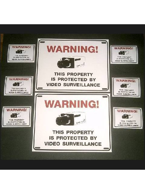 Security camera home office burglar warning sign lot