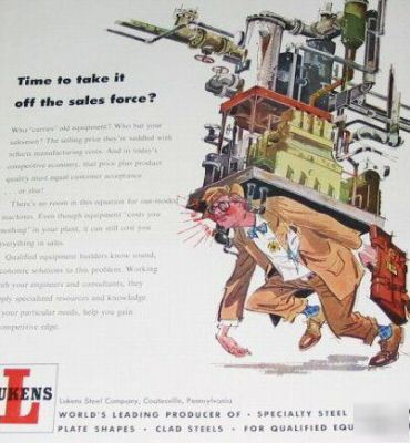 Lukens steel coatesville, pa art -6 1950S ads lot