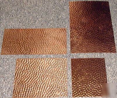 New 4 small hammered copper sheet pieces 