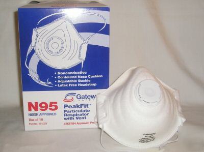 N95 particulate respirator gateway safety peakfit vent