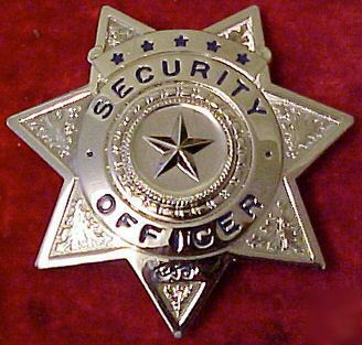Silver 7 point star security officer badge u.s. made