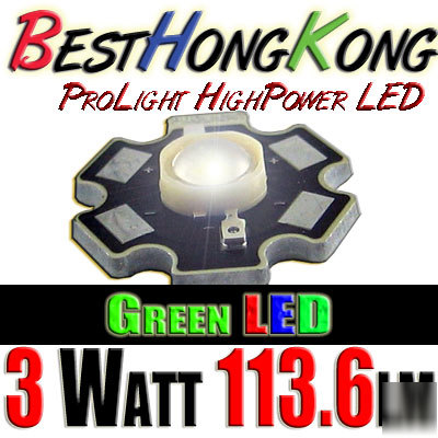 High power led set of 100 prolight 3W green 113.6LM