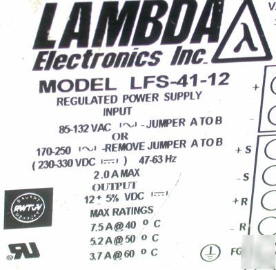 Nice lambda electronics power supply model# lfs-41-12