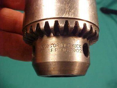 Jacobs pat'd 1902 no. 6A drill chuck w arbor and key