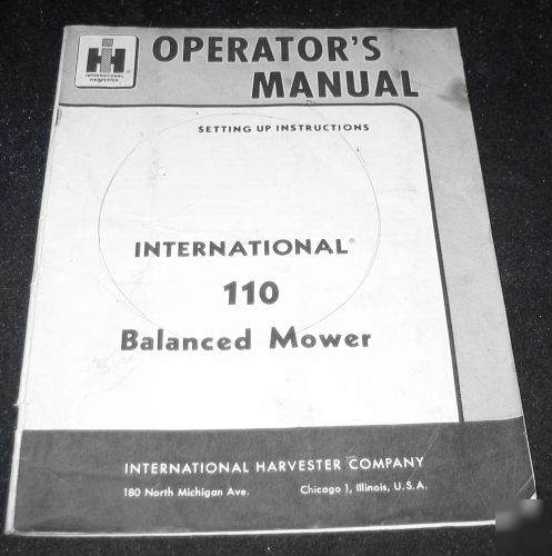 Ih intl harvester 110 balanced mower