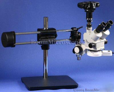 Industrial boom w/ 7X-45X zoom trinocular microscope
