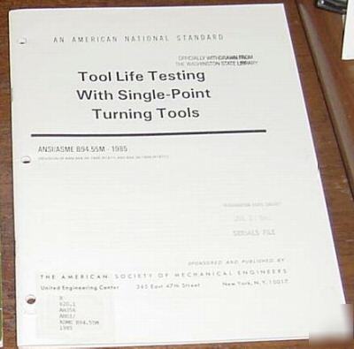 Asme/ansi tool life testing single-point turning tools 
