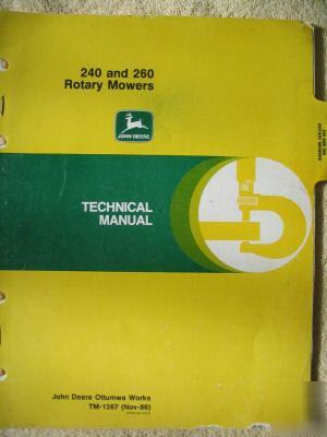 John deere 240 260 rotary disk mower technical manual