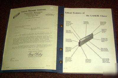 Landis threader machine and heads sales catalog 1955