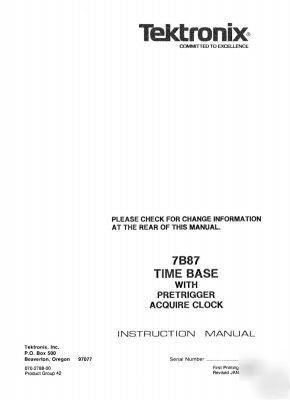Tek tektronix 7B87 opertion & service manual