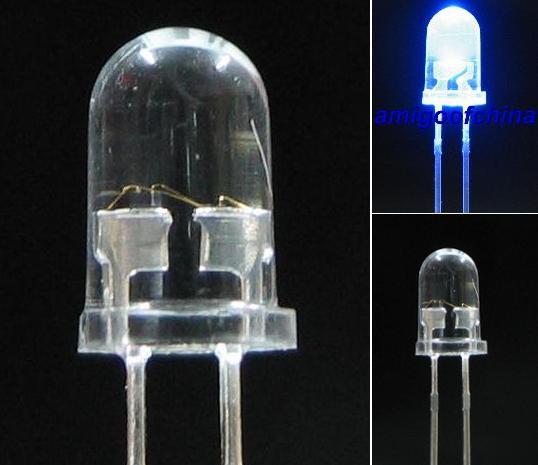 100X 5MM blue flash led bulb light alarm free resistors