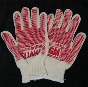 Cotton dotted work gloves uaw gm large