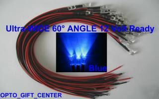 New 20PCS 12V wired 5MM blue led wide viewing f/ship