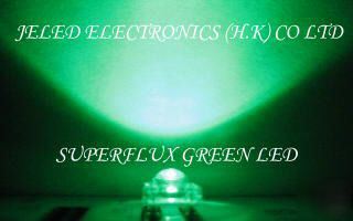 New 50X superflux green 5MM r/h led lamp 15,000MCD f/s