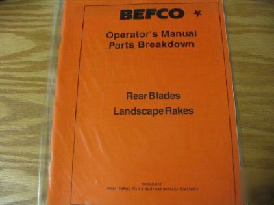 Befco blades rakes operators and parts manual