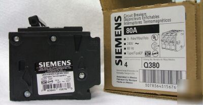 New siemens 80A circuit breakers Q380 box of 4 in box