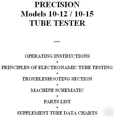 Manual + data for precision 10-15 tube tester checker