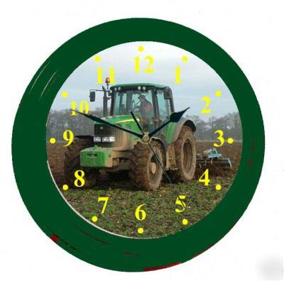 John deere 6920 cultivating picture in a wall clock