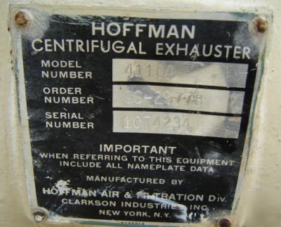 10 hp hoffman 4110A multistage exhauster (4700)