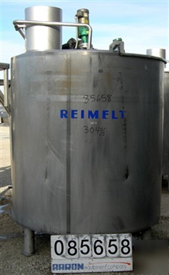 Used: reimelt kettle, 900 gallon, 304 stainless steel,