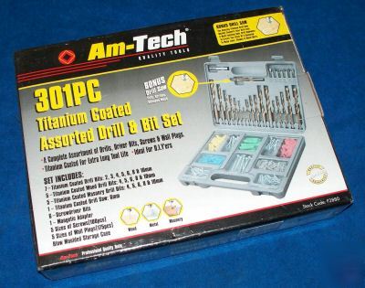 301PC titanium coat drill screwdriver bit & fixings set