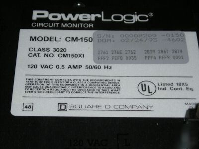 New square d powerlogic cm-150 power circuit monitor 