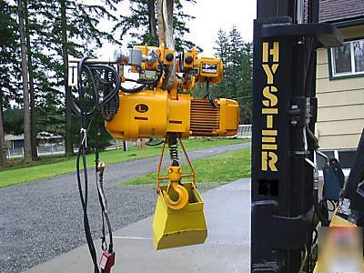 Harrington electric 3 ton hoist with power travel 