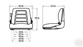 Universal forklift seat, replacement lift truck seat, 