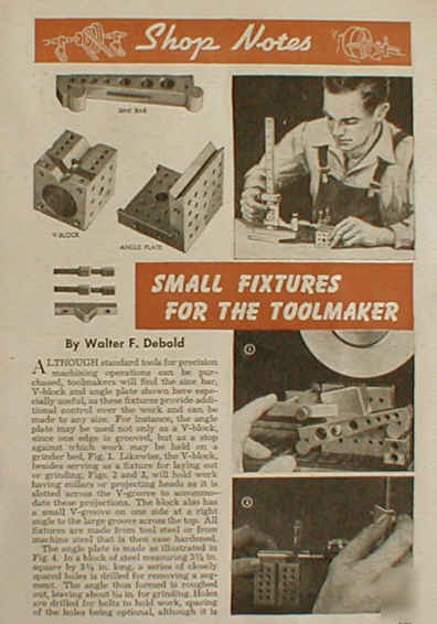 Small fixtures plans 4 tool and die makers
