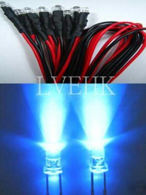 20PCS 12V dc super bright 3MM blue 13,000MCD led