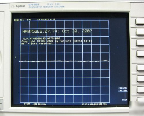 Agilent hp 8753ES network analyzer with option 006